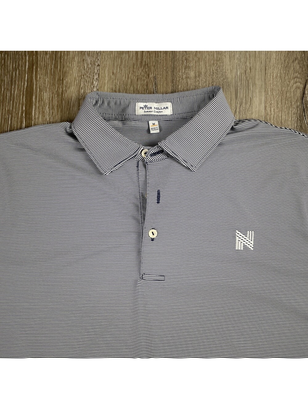 NWOT Peter Millar Summer Comfort Polo Shirt White Stripes Men's Medium
